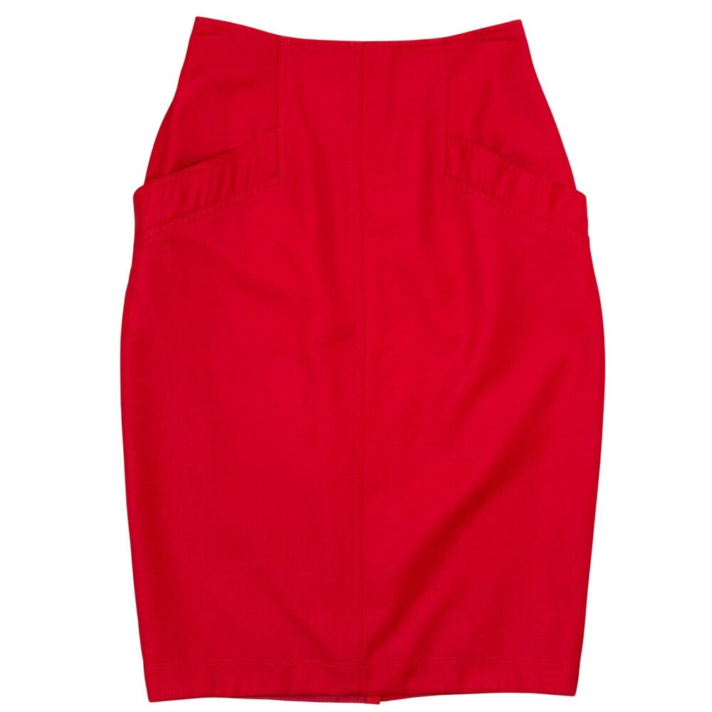 Vintage 90s Red Pencil Skirt Women's XS Billy Bonny Wool Side Zip Pockets